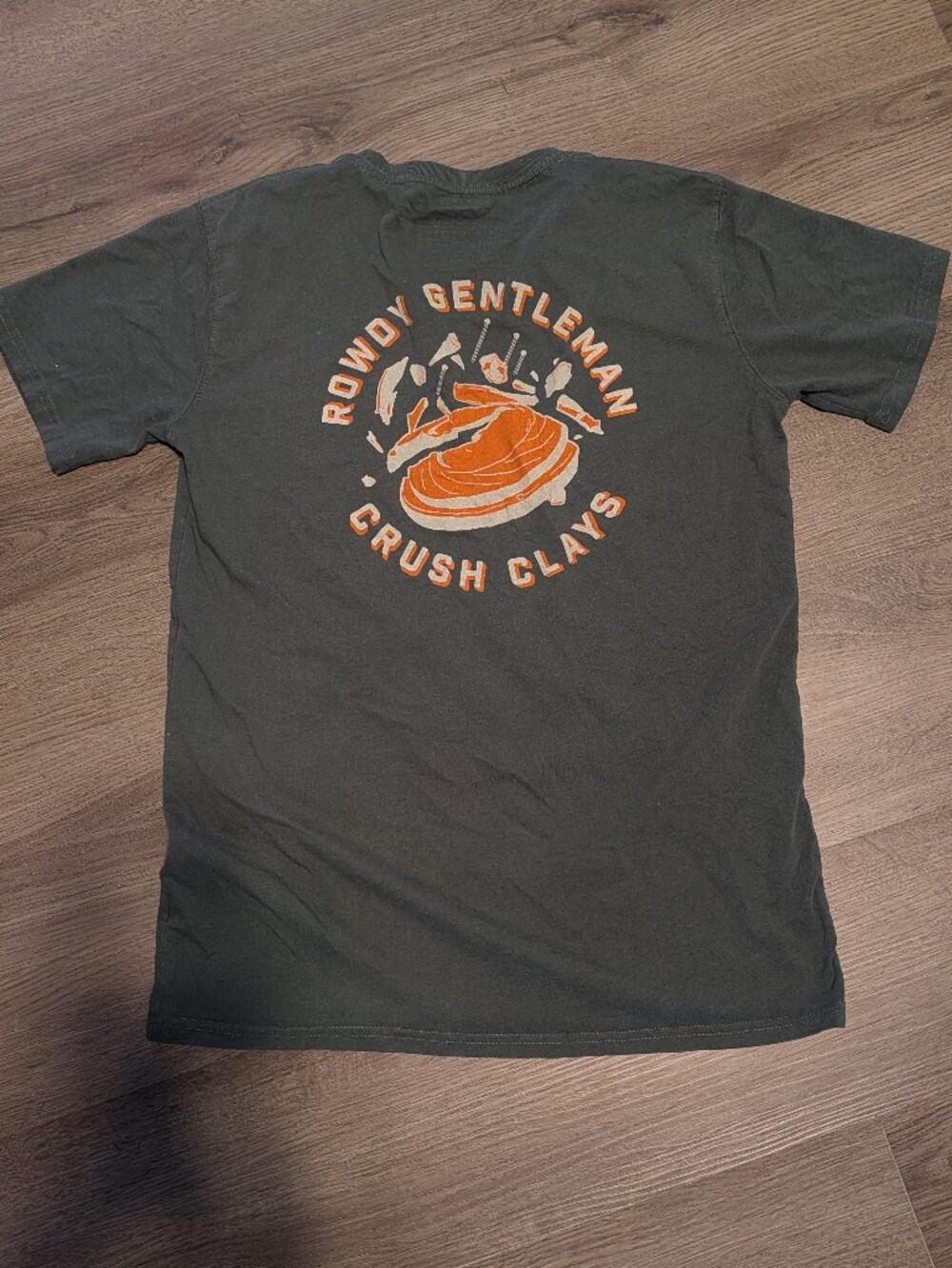 Black Graphic T-Shirt with Orange Print